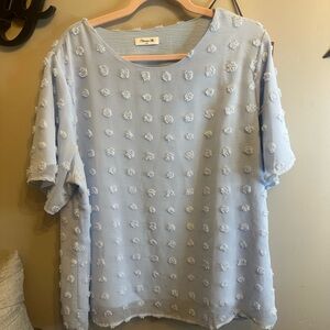 Chic Light Blue Textured Blouse